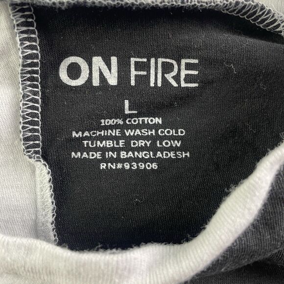 On Fire Shirt Womens Large Black White Love Peace Japanese Anime Crop Top Tie - Picture 4 of 7